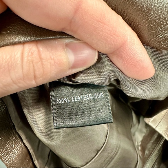 Lafayette 148 Brown Ruched Leather Blazer Jacket - Picture 6 of 6